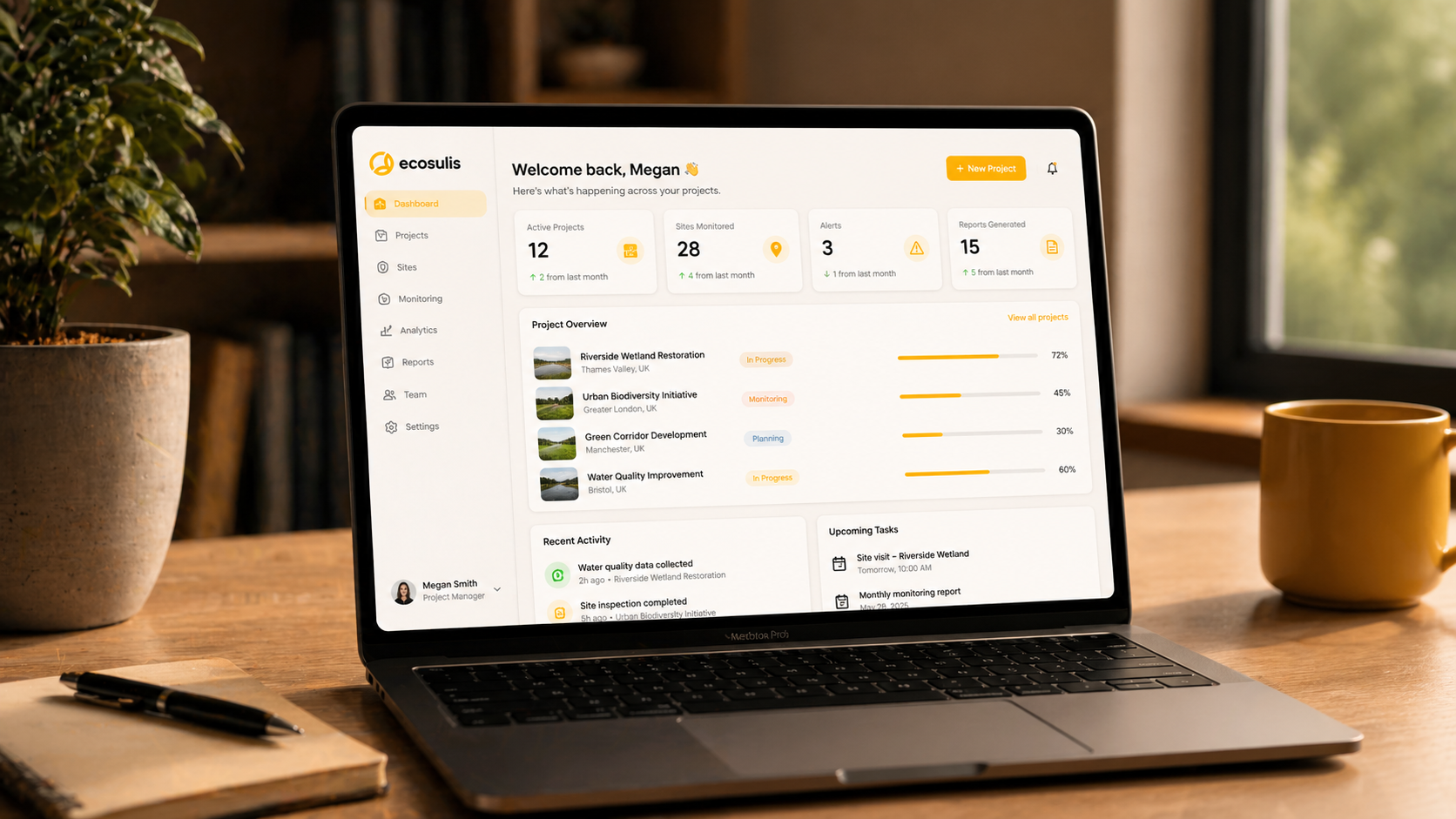 Ecosulis web dashboard — ecological restoration project data